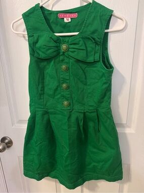 Manoush Womens Sleeveless Kelly-Green Dress MOD Pleated Bow Button Accent 6/38